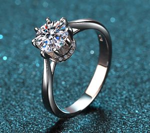 แหวนเพชรโมอิสประกายเพชรสำหรับทดสอบผ่านมา1กะรัตของขวัญแต่งงานแหวนเงิน925 - Product Image 4