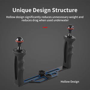 Estabilizador de bandeja de aluminio extensible con manijas dobles, empuñadura de soporte de mango de buceo para carcasa de cámara subacuática <span class=keywords><strong>Go</strong></span> <span class=keywords><strong>Pro</strong></span>/Canon/<span class=keywords><strong>Sony</strong></span> - Product Image 4