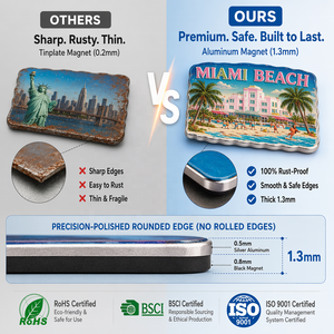 Aimant <span class=keywords><strong>de</strong></span> réfrigérateur personnalisé durable imprimé en offset, souvenir <span class=keywords><strong>de</strong></span> New York <span class=keywords><strong>Miami</strong></span> Beach Florida, en aluminium 3D gaufré <span class=keywords><strong>de</strong></span> 1,3 mm, pour voyages aux États-Unis - Product Image 3