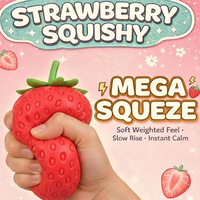 Balle anti-stress réaliste en forme de fraise géante, à remontée lente, pour soulagement sensoriel et fidget