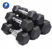 Haltères hexagonaux en caoutchouc en kg pour la musculation, jeu d'haltères hexagonaux