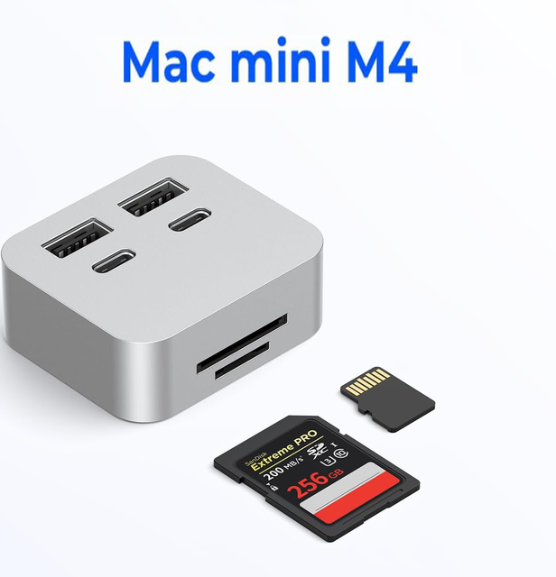 Tuti Mac Mini M4 HUB SD TF Card Reader Docking Station USB3.2 10Gbps Adapter Type-C Hub for Macmini M4