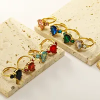 Eleganter Tropfenschliff Smaragdgrüner Zirkon Offener Ring, Edelstahl Verstellbarer Modeschmuck Ring für Damen