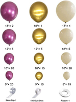 Kit d'arche de guirlande de ballons métalliques magenta, violet, rouge et or pour enterrement de vie de jeune fille, anniversaire, mariage, fête prénatale