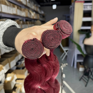 Gros Cuticule Aligné 12A Cambodgien Vague de Corps Bourgogne Rouge Double Trame Remy Faisceaux de Cheveux Humains de Couleur Indienne - Product Image 3