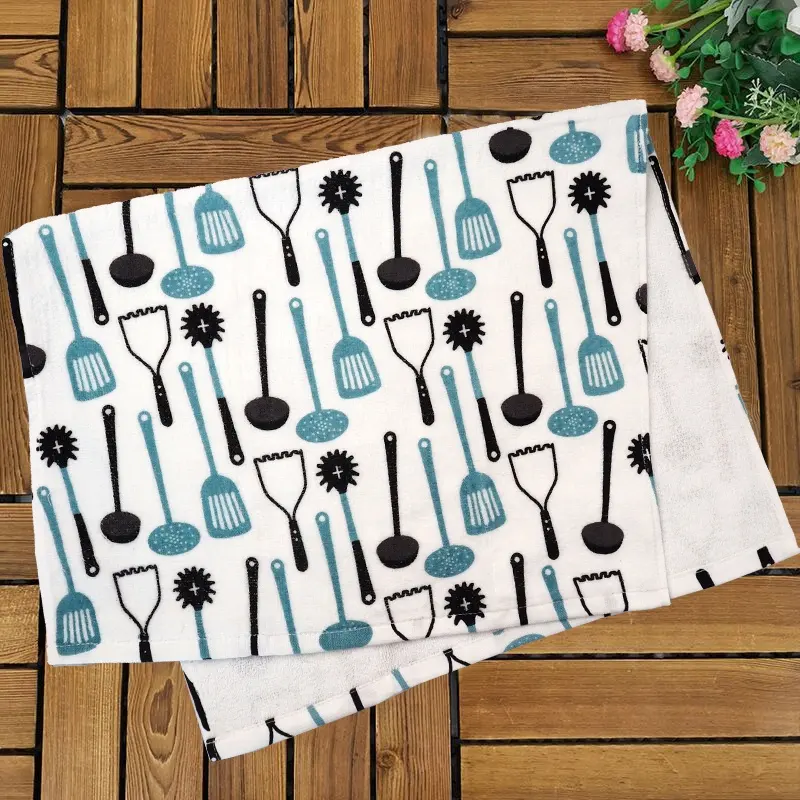 custom cotton linen tea towel kitchen customized printed LOGO kitchen tea towel belly band package