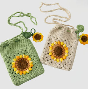 Kit de <span class=keywords><strong>ganchillo</strong></span> hecho <span class=keywords><strong>a</strong></span> mano, Cartera de punto, ligera, plegable, de gran tamaño, bolsa de teléfono de doble cara - Product Image 4