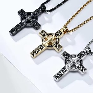 New Arrival Stainless Steel <strong>Cross</strong> <strong>Necklace</strong> for Men Double Sided <strong>Cross</strong> <strong>Celtic</strong> Knot Pendent <strong>Necklace</strong> Fashion Jewelry - Product Image 5