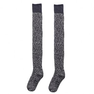 Chaussettes hautes en coton, épaisses et longues, style mode simple, effet froncé, chauffe-jambes d'hiver - Product Image 3