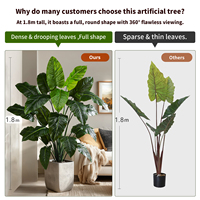 Grand arbre artificiel bionique en plastique vert pour intérieur/extérieur, ornement végétal simulé à feuilles larges, Philodendron artificiel de haute qualité, résistant aux UV