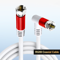 Cable Coaxial para Antena HDTV RG6 1080P, Tipo F Macho a Macho, con Conductor de Cobre Desnudo, Blindaje Trenzado y Revestimiento de PVC, 75 Ohmios