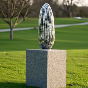 Criativo moderno Aço Inoxidável Metal Milho Design Paisagem Ornamento Pedra Esculturas & Esculturas - Product Image 5