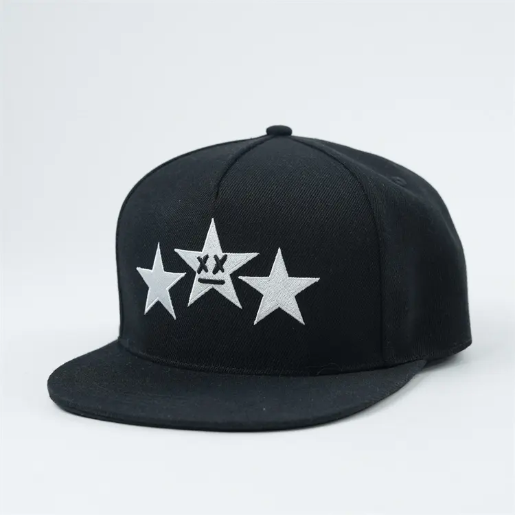 Bladerdeeg Borduurlogo Hoge Kwaliteit Zwarte Snapback Caps Hoge Kwaliteit Hiphop Caps