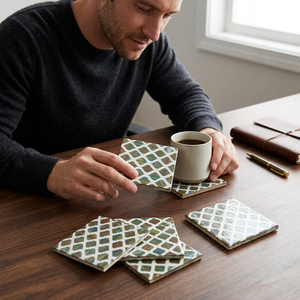 Posavasos Cuadrados de Madera con Incrustaciones de Resina Duradera, Resistentes a los Arañazos, Ecológicos, de Grado Alimenticio, para Compradores Mayoristas - Product Image 1