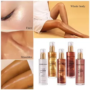 Long Lasting Liquid Highlighter Bronze Golden Glow Glitter Body Shimmer Oil Body Massage Oil Body Shimmer Oil Beauty Skin Care