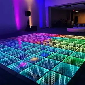 Hot Magnetic 3D Interactive Led Dance Floor per matrimonio Portable Light Infinity Mirror Wireless remote PC track event tile