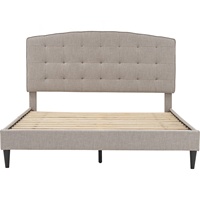 Base de Cama Queen Nuhoom SANCILLO en Tela Cambric Gris Chic, Estructura Suave y Duradera, Cabecera Tapizada Minimalista, Estilo Contemporáneo para Recámara Principal