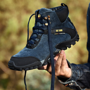 Men's Cotton Shoes with Thick Hiking Shoes Tourism High <b>Top</b> Outdoor Sports Non-slip Wear-resistant Leisure Walking Style Shoes - Product Image 1