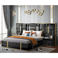 Ensembles de meubles de chambre à coucher de style royal italien, lit king size moderne de luxe, cadre de lit Camas Modernas, ensemble de meubles de chambre à coucher, lit en cuir de luxe