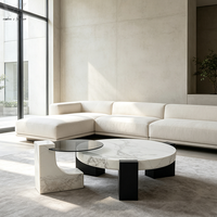 Mobilier moderne de luxe contemporain de style européen pour la maison Table d'appoint ronde en verre Ensemble de tables basses en marbre