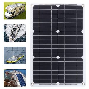Panneaux solaires semi-flexibles 20W 18V, monocristallins en silicium, chargeur solaire pour batteries 12V, utilisation en camping-car, bateau, voiture, marine - Product Image 5