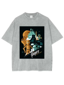เสื้อยืด S Wars Galactic Wars เสื้อยืดคอกลมเปิดไหล่ผ้าฝ้าย100% ฤดูร้อนซักกรดเฮฟวี่เวท - Product Image 4