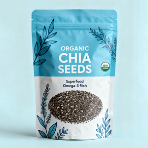 Sacchetto Stand-up Personalizzato per Semi di Chia Biologici, Alimento Proteico Completo, Confezione in Plastica Mylar - Product Image 3