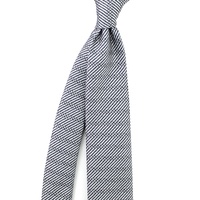 Cravate personnalisée en microfibre de polyester tissée, motif géométrique rayé, couleur anthracite et blanc, pour hommes