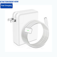 Adaptateur d'alimentation pour ordinateur portable USB C de remplacement, chargeur 67W 70W avec câble USB C vers magnétique 3, compatible avec Macbook, prise US EU UK AU