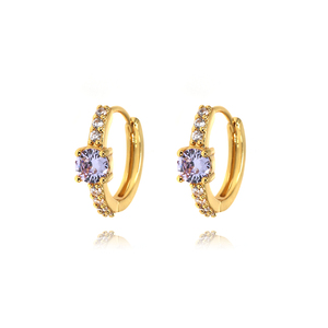 Pendientes de Aro Redondos Personalizables con Gemas Multitono, Banda de Circonitas Micro Pavé, Pequeños Pendientes Circulares, Regalo al por Mayor - Product Image 4