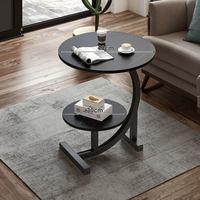 Table basse moderne en bois nordique en forme de C, petite table à thé convertible en table de chevet pour salon, appartement, mobilier de maison