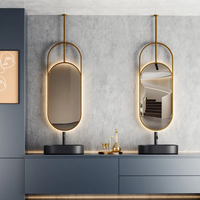 Miroir ovale incassable avec cadre étanche moderne pour salle de bain, lumière LED, maquillage intelligent décoratif avec affichage de l'heure