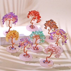 Tự Nhiên Chữa Bệnh Pha Lê Thủ Công Mỹ Nghệ Đá Quý Cây Trang Trí Với Agate Slice Cơ Sở Tinh Thể Tiền Cây Cho Trang Trí Quà Tặng - Product Image 5