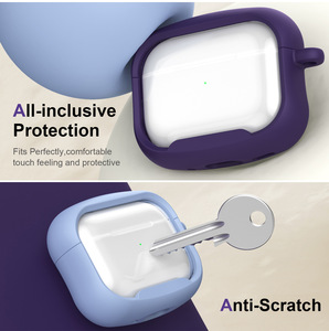 Étui hybride transparent en PC et silicone pour <span class=keywords><strong>AirPods</strong></span> <span class=keywords><strong>Pro</strong></span> 2/1/2/3/4, Housse de protection tout-en-un avec mousqueton - Product Image 3