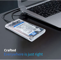 Box esterno trasparente per HDD SATA da 2,5 pollici, USB 3.0 Micro-B e USB 3.1 Type-C opzionali, 5 Gbps, senza attrezzi, per HDD/SSD