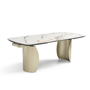 Meubles de <span class=keywords><strong>salle</strong></span> à <span class=keywords><strong>manger</strong></span> gain de place, style nordique, <span class=keywords><strong>table</strong></span> à <span class=keywords><strong>manger</strong></span> <span class=keywords><strong>extensible</strong></span> moderne de luxe en pierre frittée - Product Image 4