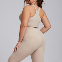 Soutien-gorge de sport grande taille à maintien élevé, extensible dans quatre directions, anti-transpiration, avec coussinets amovibles, en Spandex/Nylon, col en V, pour le yoga (vente en gros)