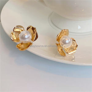 Женские модные серьги RE4633, Золотые серьги в форме цветка, свадебные серьги, ювелирные изделия для вечеринки невесты - Product Image 5