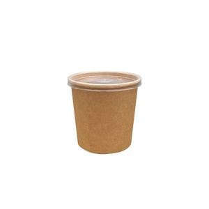 Disposable Kraft Paper Soup Bowl Round Takeaway Fast Food Paper Box Packing Cup Printing LOGO