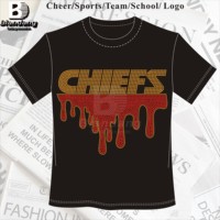 Transfert de strass en verre personnalisé Chiefs Iron-On Hotfix NFL Team Transferts de chaleur en strass pour la personnalisation des vêtements