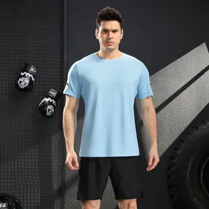 पुरुषों के लिए थोक उच्च गुणवत्ता वाले क्विक-ड्राई फिटनेस स्पोर्ट जिम टी शर्ट कस्टम लोगो कैजुअल शॉर्ट स्लीव जॉगिंग कपड़े