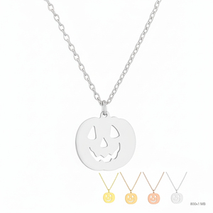 Collier Citrouille d'Halloween en Argent Sterling 925 40 + 5 cm - Product Image 1