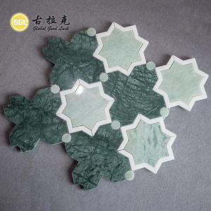 Carreaux de mosaïque jet d'eau à motif de fleurs en marbre Verde <span class=keywords><strong>Alpi</strong></span> de forme unique pour la décoration intérieure - Product Image 3