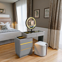 2025 nouveau Style crème bois massif moderne Simple lumière luxe Table de maquillage petit appartement coiffeuse seau armoire vanités