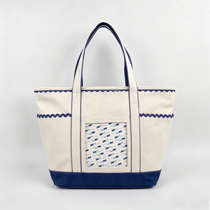 Bolsa de lona personalizada con ribete festoneado Ric Rac, diseño de puntadas autoadhesivas para ventana y estilo tote, con acabado propio - Product Image 1