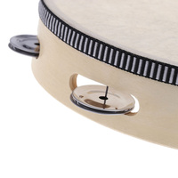 8" Hand Held Tambourine Drum Bell Birch Metal Jingles Percussion Musical Educational Toy Instrument for KTV Party Kids Games