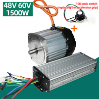 Kit Pengontrol Motor DC Brushless Gelombang Persegi 48V60V 1500W untuk Modifikasi Peralatan Mekanik, Pengontrol BLDC dengan Tombol Kontrol Gas
