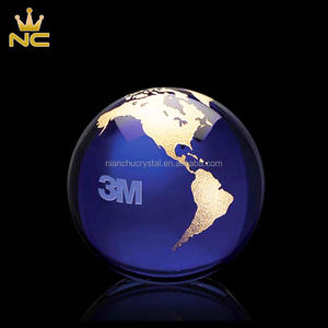 Globo de cristal grabado de plata y oro con mapa <span class=keywords><strong>del</strong></span> <span class=keywords><strong>mundo</strong></span>, <span class=keywords><strong>bola</strong></span> azul de 60mm y 80mm para pisapapeles, regalos de negocios - Product Image 5