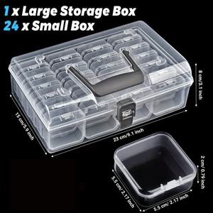 <b>Large</b> Capacity 24 Grid 5.5" Square Portable Storage <b>Box</b> PC <b>Plastic</b> with Buckle Home Desktop Classification Organizer - Product Image 2