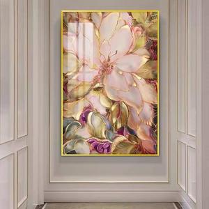 Arte moderna fiori parete <span class=keywords><strong>artista</strong></span> soggiorno decorazione parete vetro parete cristallo porcellana pittura - Product Image 3